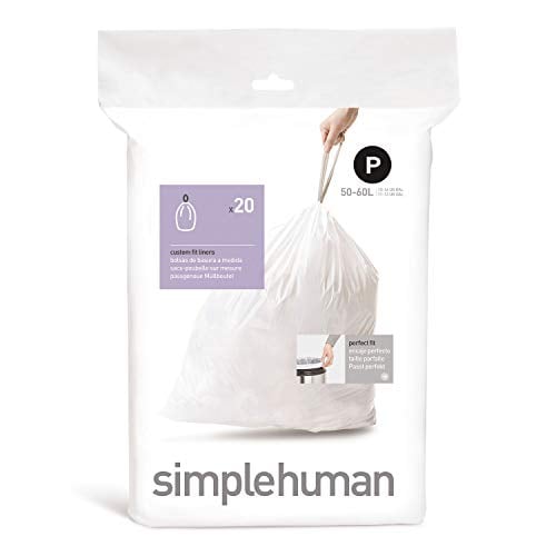 Book Cover simplehuman CW0175 code P Custom Fit Bin Liners, White Plastic (Pack of 20 Liners)