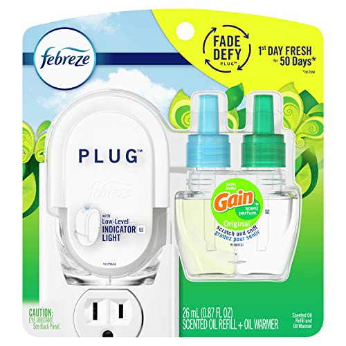 Book Cover Febreze Plug in Air Freshener and Odor Eliminator, Scented Oil Refill and Oil Warmer, Gain Original Scent, 1 Count
