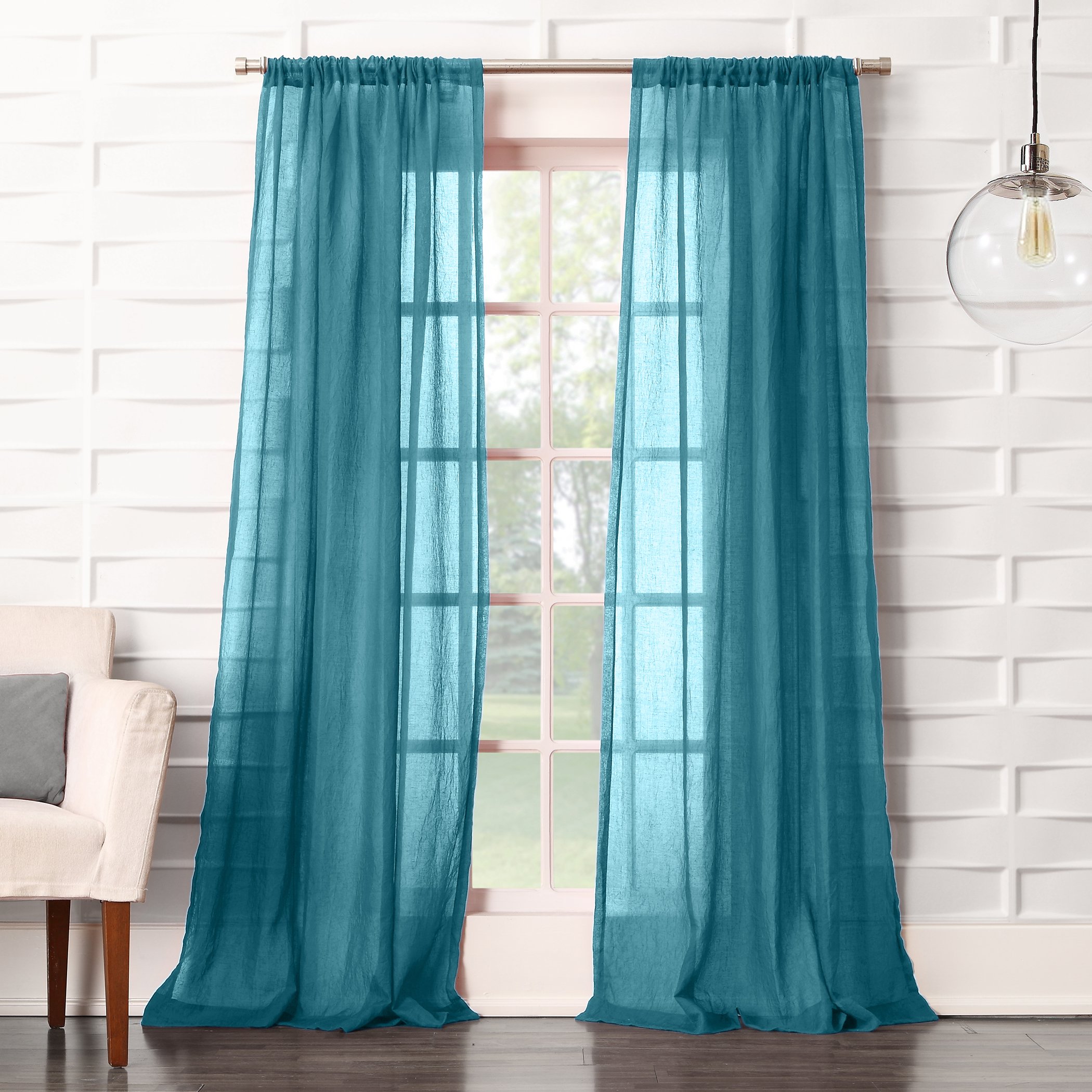 Book Cover No. 918 44072 Tayla Crushed Texture Semi-Sheer Rod Pocket Curtain Panel, 50