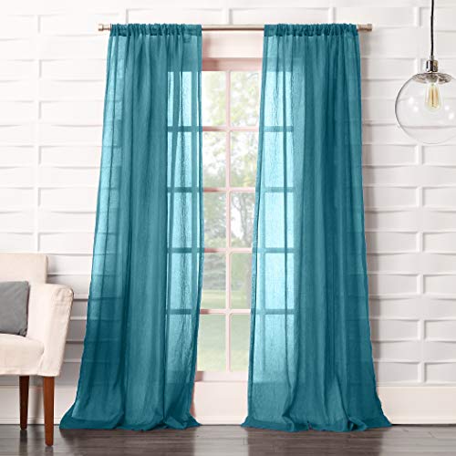 Book Cover No. 918 Tayla Crushed Texture Semi-Sheer Rod Pocket Curtain Panel, 50
