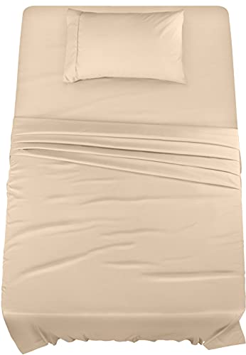 Book Cover Utopia Bedding Twin Bed Sheets Set - 3 Piece Bedding - Brushed Microfiber - Shrinkage and Fade Resistant - Easy Care (Twin, Beige)