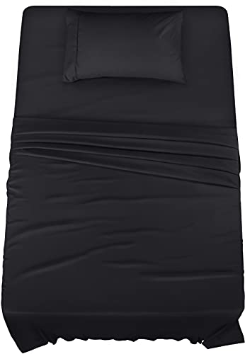 Book Cover Utopia Bedding Twin Bed Sheets Set - 3 Piece Bedding - Brushed Microfiber - Shrinkage and Fade Resistant - Easy Care (Twin, Black)