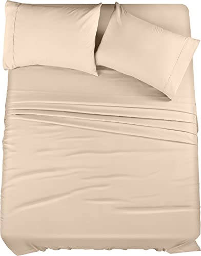 Book Cover Utopia Bedding Bed Sheet Set - Soft Brushed Microfiber Fabric - Shrinkage & Fade Resistant - Easy Care (Queen, Beige)