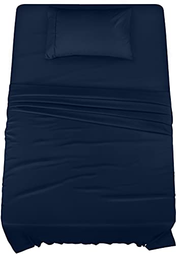 Book Cover Utopia Bedding Twin Bed Sheets Set - 3 Piece Bedding - Brushed Microfiber - Shrinkage and Fade Resistant - Easy Care (Twin, Navy)