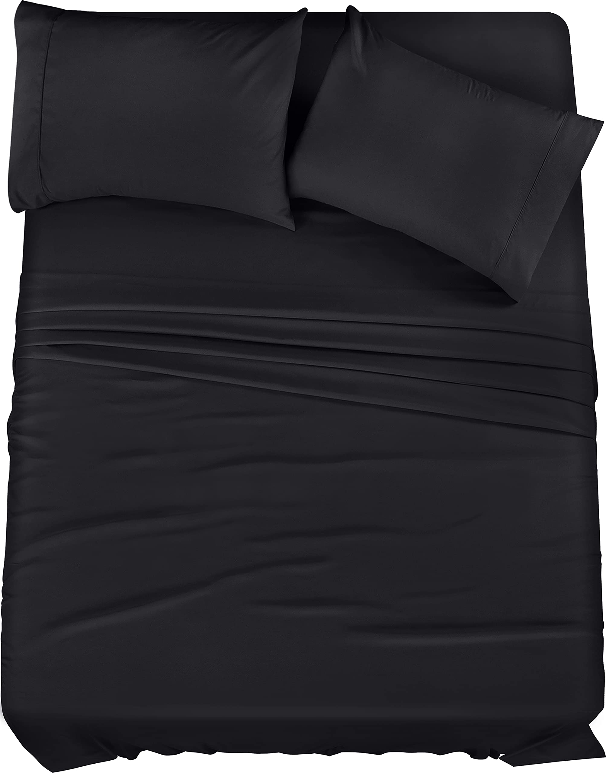 Book Cover Utopia Bedding Full Bed Sheets Set - 4 Piece Bedding - Brushed Microfiber - Shrinkage and Fade Resistant - Easy Care (Full, Black) Full Black