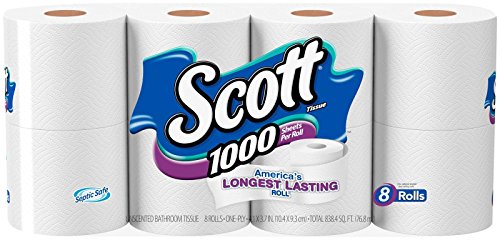 Book Cover Scott Regular Roll Toilet Tissue, 1 Ply, White, 8 Rolls