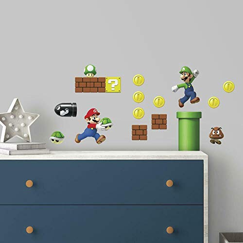 Book Cover RoomMates RMK2351SCS Nintendo New Super Mario Bros Build a Scene Peel and Stick Wall Decals