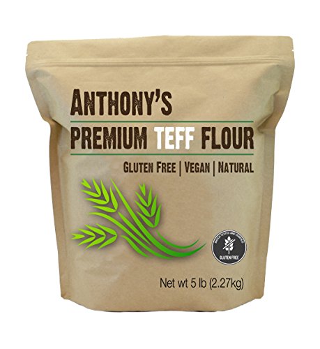 Book Cover Anthony's Brown Teff Flour, 5lbs, Batch Tested Gluten Free