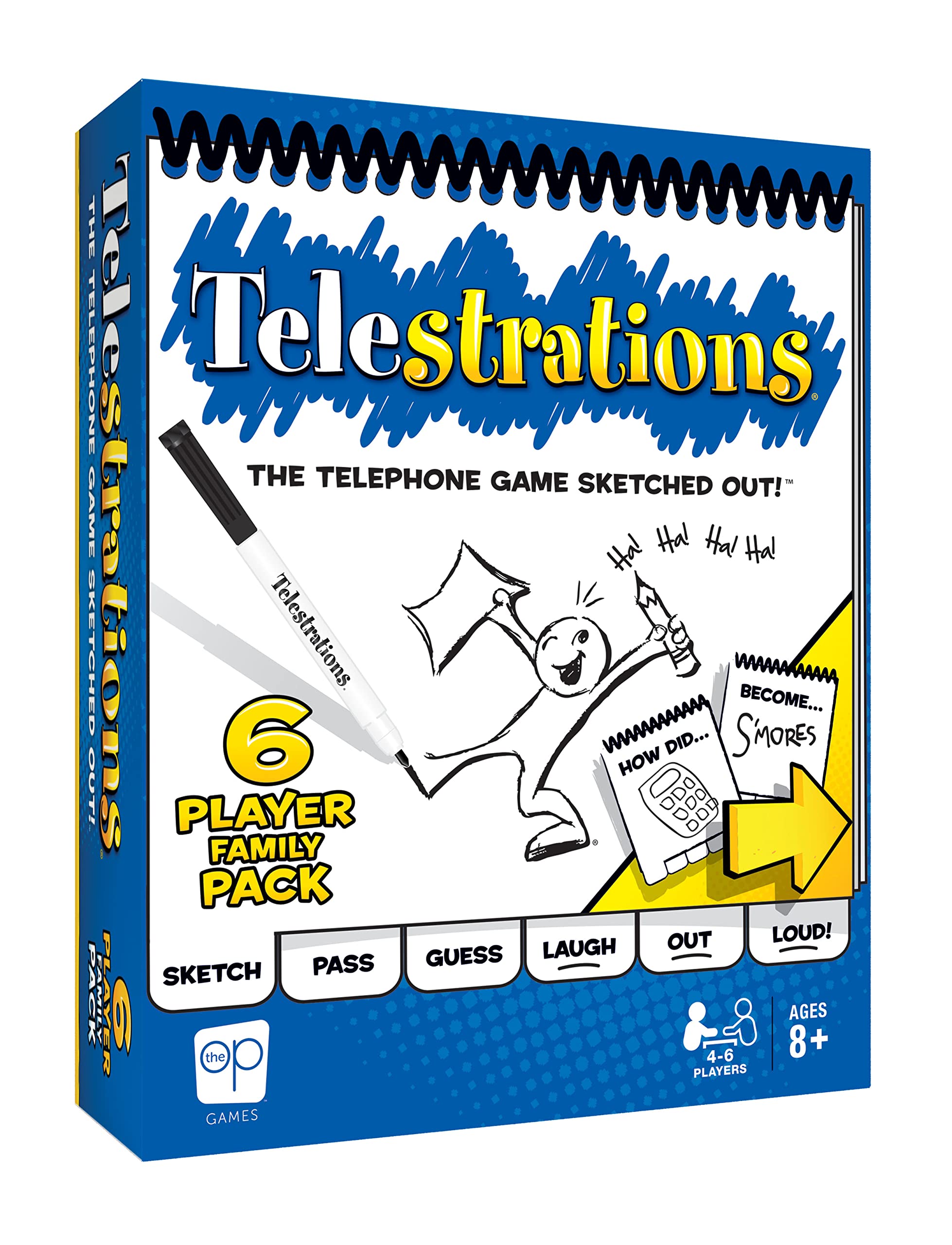 Book Cover USAOPOLY Telestrations Original 6 Player | Family Board Game | A Fun Family Game for Kids and Adults | Family Game Night Just Got Better | The Telephone Game Sketched Out Original Version
