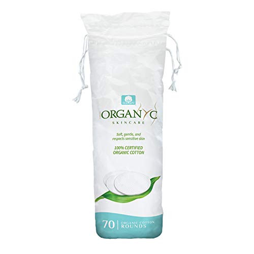 Organyc 100% Certified Organic Cotton Makeup Pads – Natural Unbleached Makeup Remover Rounds (210 Count)