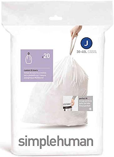 Simplehuman Bin Trash Can Bags Liners New 30-40l Litres Size J Box Pack of 20