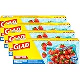 Glad Zipper Freezer Storage Plastic Bags, Gallon, set of 4 x 40 bags -Package May Vary