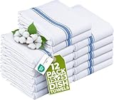 Utopia Towels Kitchen Dish Towels - 100% Cotton Dish Towels - Reusable Cleaning Kitchen Towels - Super Absorbent - Washable Dish Towels - 15 x 25 Inches (12-Pack, Blue)