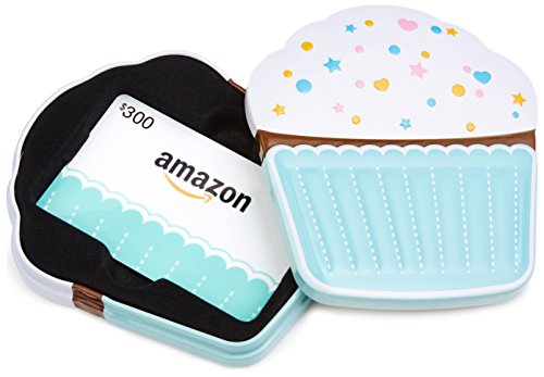 Amazon.com $300 Gift Card in a Birthday Cupcake Tin (Birthday Cupcake Card Design)