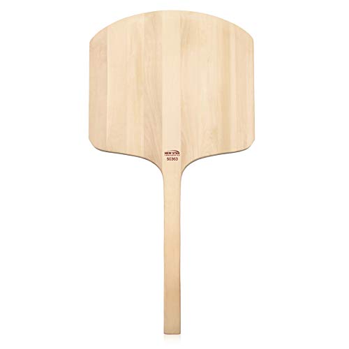 New Star Foodservice 50363 Restaurant-Grade Wooden Pizza Peel, 19" L x 18" W Plate, with 17" L Wooden Handle, 36" Overall Length