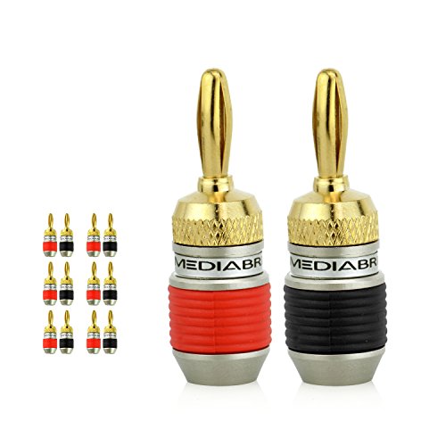 Mediabridge Ultra Series Fast-Lock Banana Plugs - Corrosion-Resistant 24K Gold-Plated Connectors - 6 Pair Per Package - (Part# SPC-BP2-6)