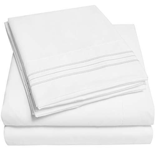 Book Cover Sweet Home Collection Bed Sheet Set, 4-Pieces, Queen, White