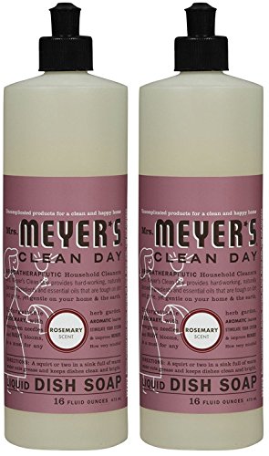 Book Cover Mrs. Meyer's Clean Day Liquid Dish Soap - 16 oz - Rosemary - 2 pk