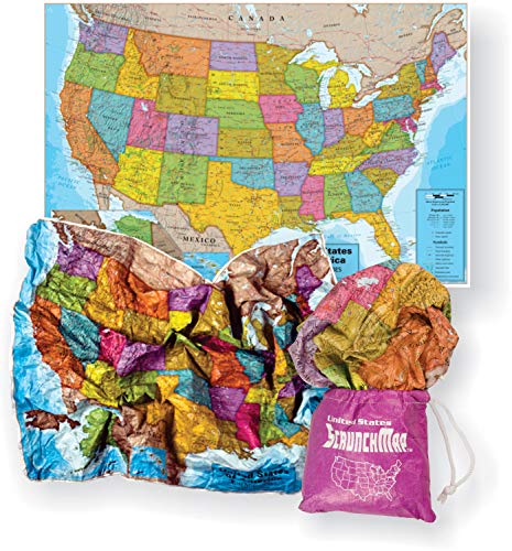 Book Cover Waypoint Geographic USA ScrunchMap - Easy to Store Up-to-Date Map with Storage Bag (24
