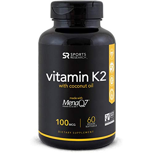 Book Cover Vitamin K2 (as MK7) with Organic Coconut Oil for better absorption | Made with clinically proven MenaQ7 and Formulated without Soy or gluten ~ Non-GMO Verified, Vegan Certified (60 Veggie-Softgels)