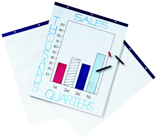 School Smart Unruled Easel Pads, 34 x 27 in, 50 Sheets, White, Pack of 4