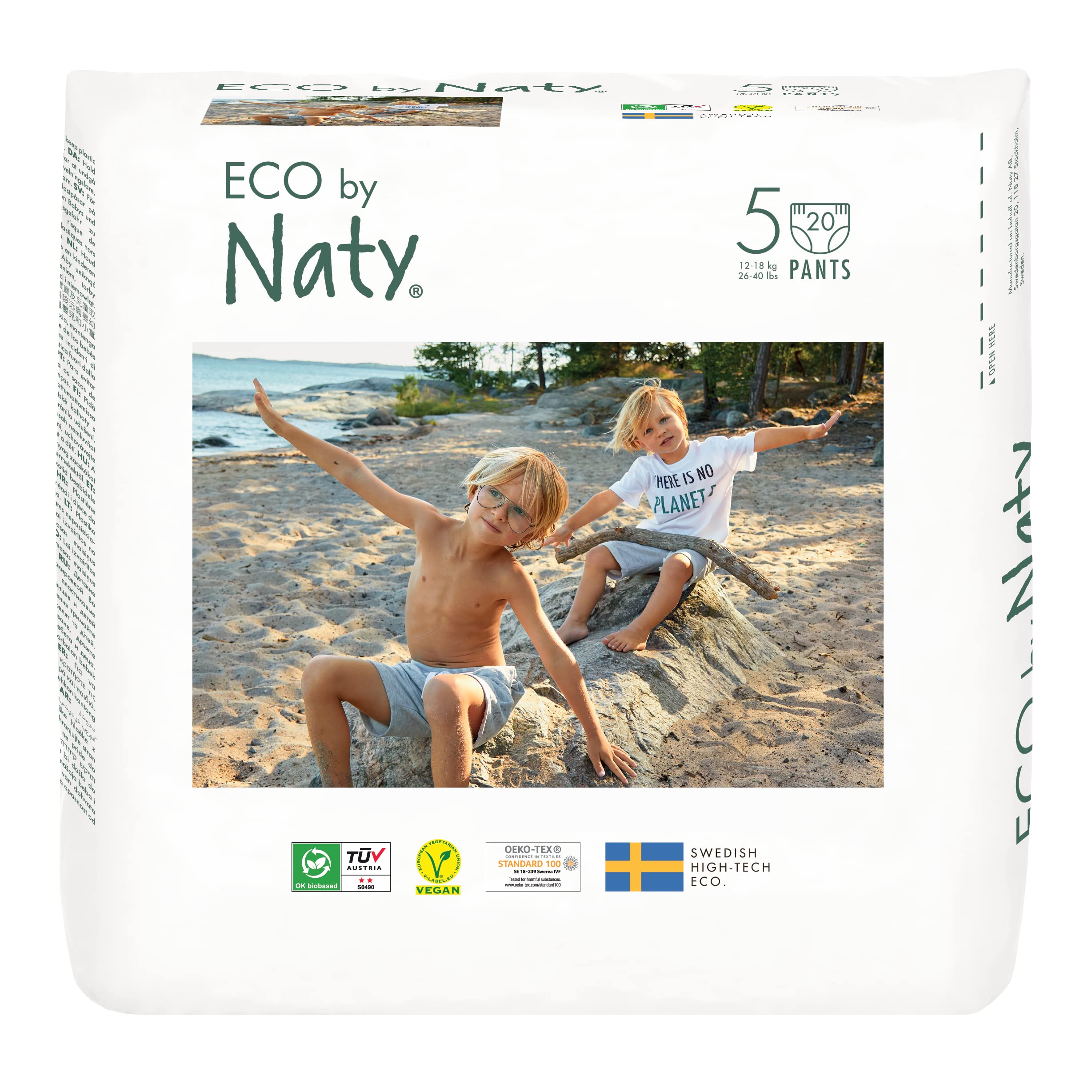 Book Cover Eco by Naty Pull Ups - Hypoallergenic and Chemical-Free Pants, Highly Absorbent and Eco Friendly Pull Ups for Boys and Girls (Size 5 – 80 Count) Size 5 (80 Count)