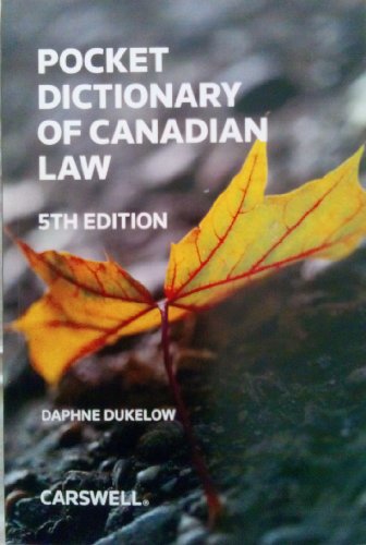 Pocket Dictionary of Canadian Law 5th Edition