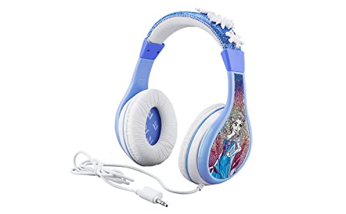 eKids Frozen 2 Kids Headphones, Adjustable Headband, Stereo Sound, 3.5Mm Jack, Wired Headphones for Kids, Tangle-Free, Volume Control Childrens Headphones Over Ear School Home
