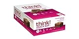 Protein & Fiber Bars by thinkThin - On The Go, Low Sugar, 10g Protein, 5g Fiber, Gluten Free, Non-GMO - Chocolate Almond Brownie (10 Bars)