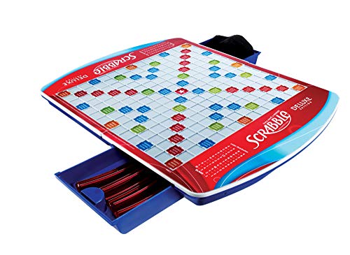 Book Cover Scrabble Game Deluxe Edition Letter Tiles Word Board Game for Adults and Kids Ages 8 and Up