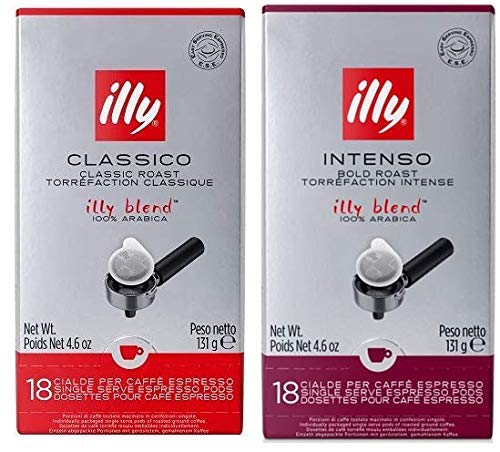 Illy Espresso Coffee ESE Pods Variety Pack (Dark Roast, 18 Count + Medium Roast, 18 Count)