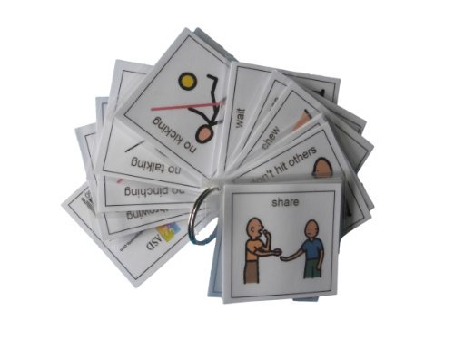 Book Cover Plastic Visual ASD Behavior Keyring (Picture Communication Symbols)