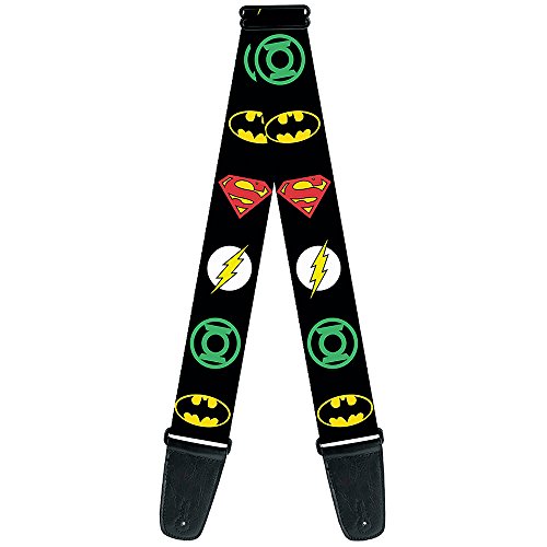 Buckle-Down 2 Inches Wide Guitar Strap - Justice League Superhero Logos (GS-WJL016)