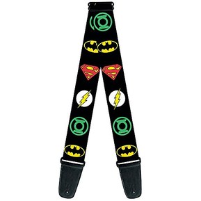 Buckle-Down 2 Inches Wide Guitar Strap - Justice League Superhero Logos (GS-WJL016)