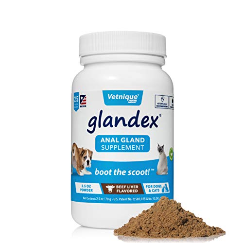 Vetnique Glandex Dog Fiber Supplement Powder Anal Gland Health with Pumpkin, Digestive Enzymes & Probiotics, Vet Recommended (Regular or Advanced Strength) - Boot The Scoot (2.5oz Powder, Beef Liver)
