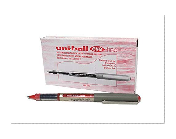 Uni-Ball UB-157 Eye Fine Lot de 12 stylos rollers Rouge