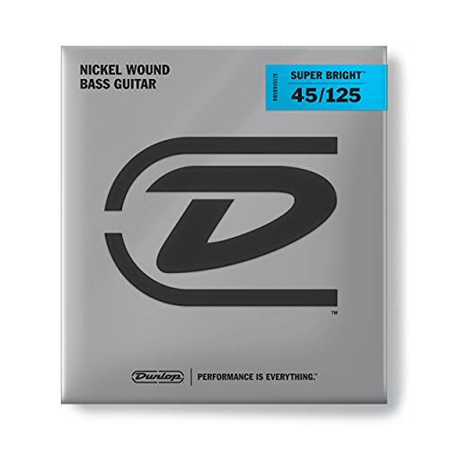 Dunlop DBSBN45125 Super Bright Bass Strings, Nickel Wound, Medium, .045–.125, 5 Strings/Set