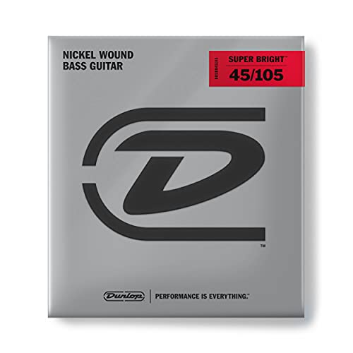 Dunlop DBSBN45105 Super Bright Bass Strings, Nickel Wound, Medium, .045–.105, 4 Strings/Set