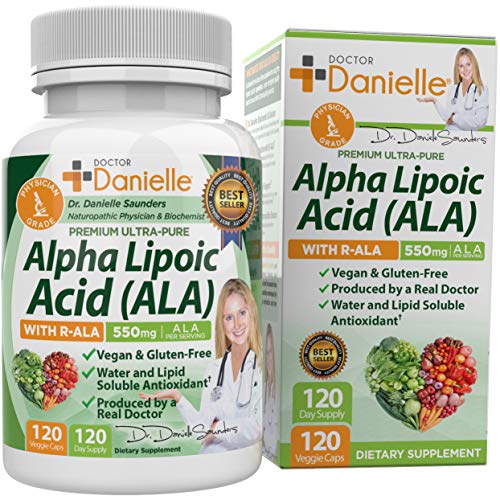 Alpha-Lipoic Acid by Dr. Danielle, Neuropathy Support, Non-GMO, Gluten-Free, Vegan, Soy-Free, Promotes Healthy Blood Sugar, Alpha R Lipoic Acid R-ALA, R-ALA, 120 Veggie Caps