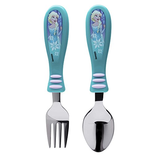 Book Cover Zak Designs Frozen Girl Easy Grip Flatware Fork And Spoon Utensil Set â€“ Perfect for Toddler Hands With Fun Characters, Contoured Handles And Textured Grips, Frozen Girl