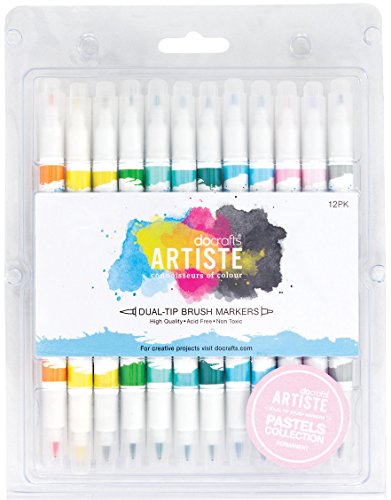 Artiste Lot de 12 marqueurs double pointe pinceau Couleurs Pastel