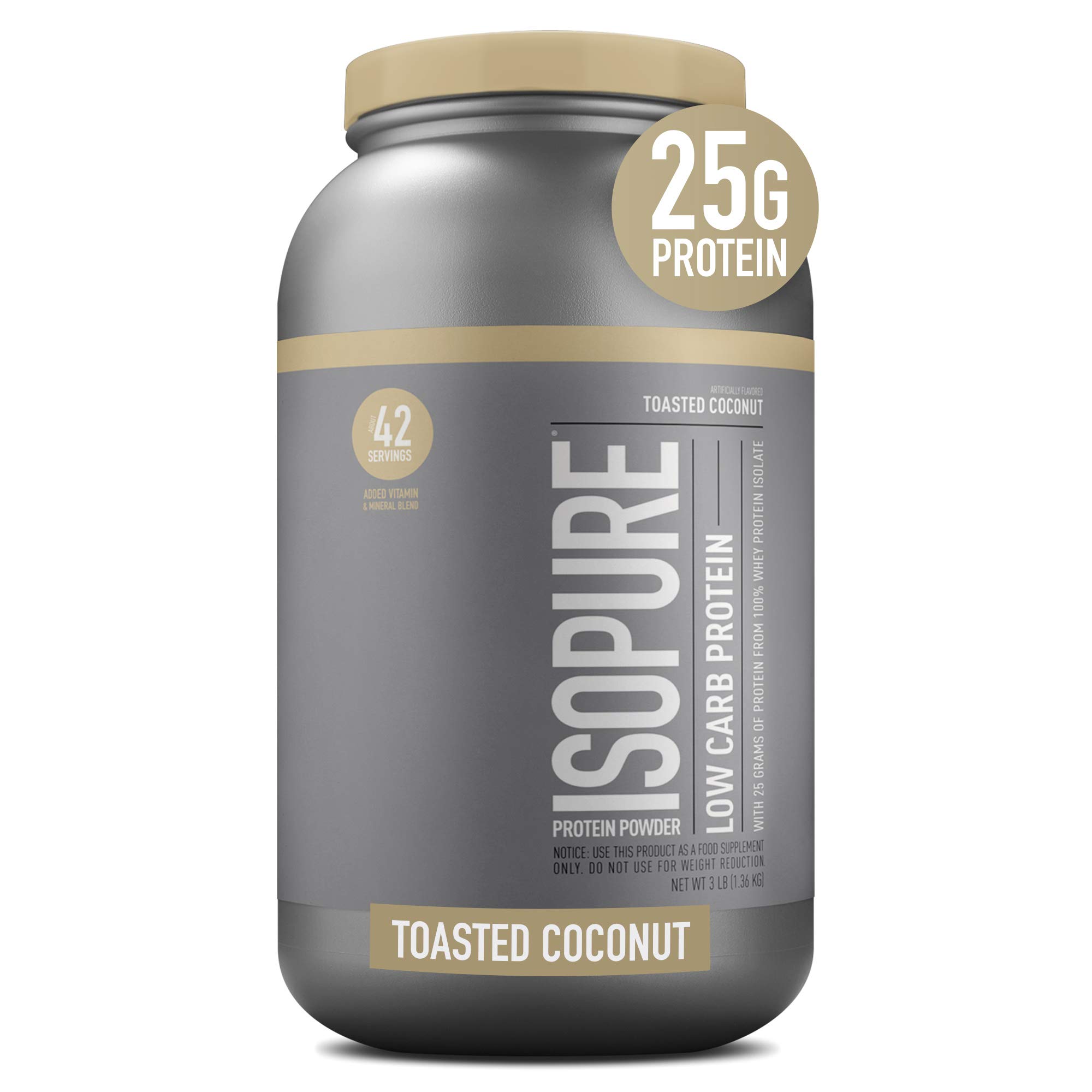Book Cover Isopure Protein Powder, Low Carb Whey Isolate with Vitamin C & Zinc for Immune Support, 25g Protein, Keto Friendly, Toasted Coconut, 3 Pounds (Packaging May Vary) Toasted Coconut 3 Pound