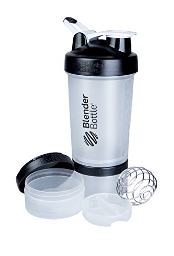 BlenderBottle ProStak System with 22-Ounce Bottle and Twist n' Lock Storage, Clear/Back