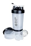 BlenderBottle ProStak System with 22-Ounce Bottle and Twist n' Lock Storage, Clear/Black