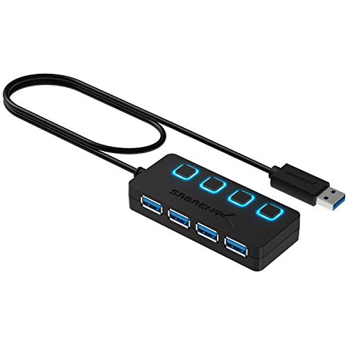 Book Cover Sabrent 4-Port USB 3.0 Hub with Individual LED Power Switches | 2 Ft Cable | Slim & Portable | for Mac & PC (HB-UM43)