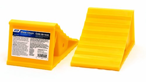 Book Cover Camco 44414 Wheel Chock Without Rope, Helps Keep Your Trailer RV In Place (Pack of 2) , Yellow