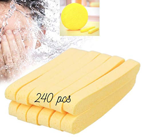 Book Cover Huini Compressed Salon Spa Facial Cleansing Sponge Sticks, Natural (240 Count) CD-114 x 20