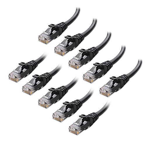 Cable Matters 10Gbps 10-Pack Snagless Cat 6 Ethernet Cable - 5ft, Cat 6 Cable, Cat6 Cord, Ethernet Cord, Black