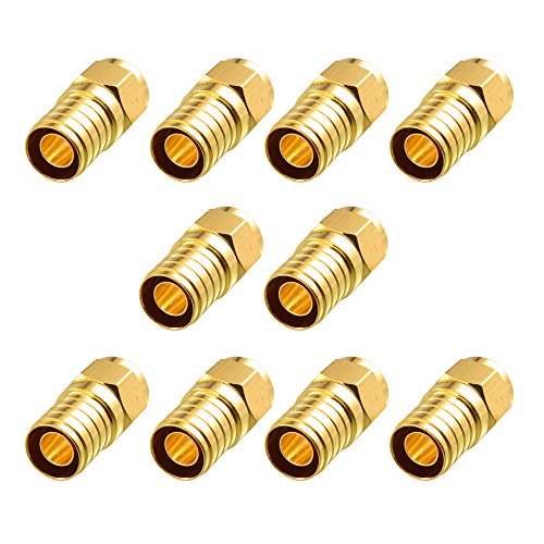 Cable Matters 10-Pack Gold Plated F-Type Crimp-On Coaxial RG6 Connector