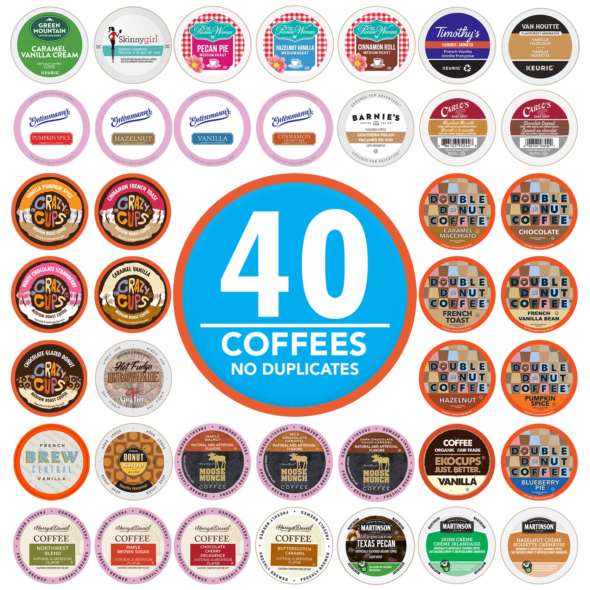 Book Cover Crazy Cups Flavored Coffee Pods Variety Pack, Fully Compatible With All Keurig Flavored K Cups Brewers, Coffee Sampler, 40 Count